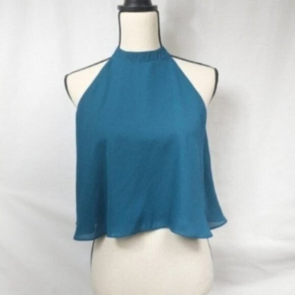 Lulus Cropped Keyhole Halter Let's Fly Crop Top S - Picture 1 of 5
